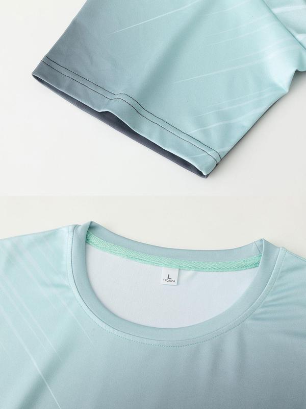 Men's Colorblock Argyle Print Short Sleeve Tee, Regular Fit Casual Sporty Round Neck T-shirt for Summer, Men's Top for Outdoor Workout Running 7