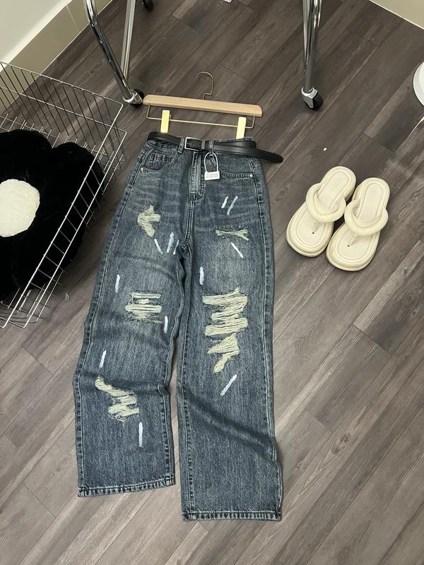 QUẦN JEAN SUÔNG CC RÁCH TẢ TƠI dài 100cm