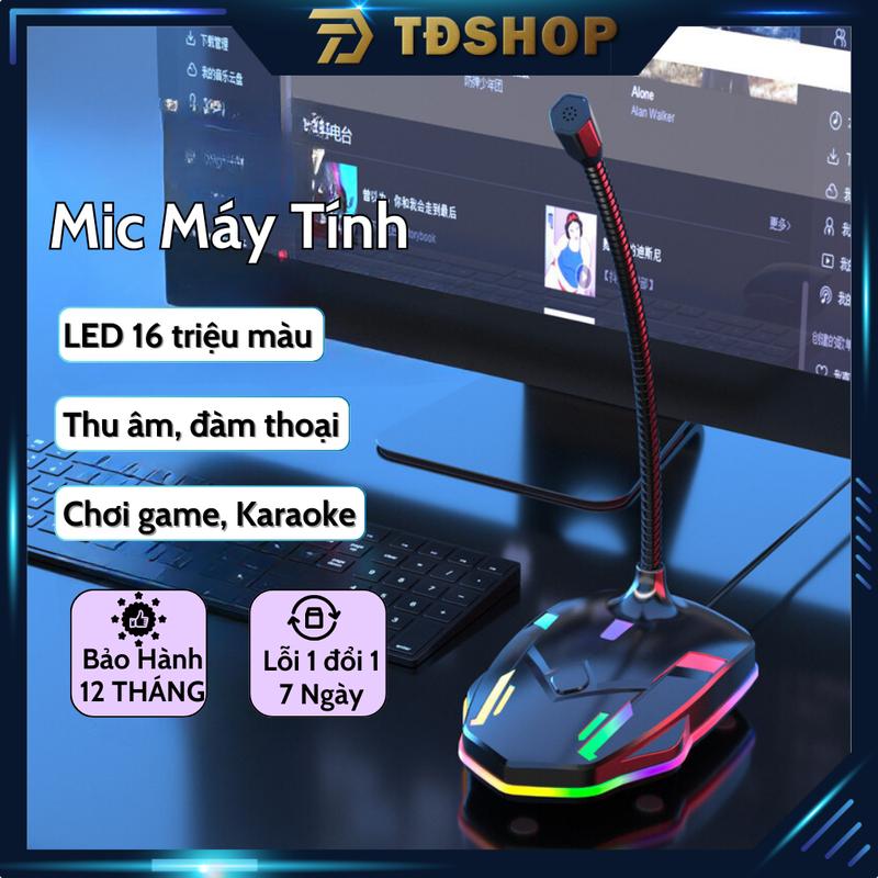  Mic Máy Tính Laptop 2024 có đèn RGB Thu Âm Chống Nhiễu Kết Nối Jack USB Dùng Live Stream Học Online 