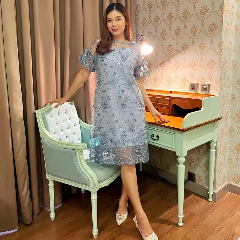 Dress W26 Korean Look Baju Pesta Elegant 1
