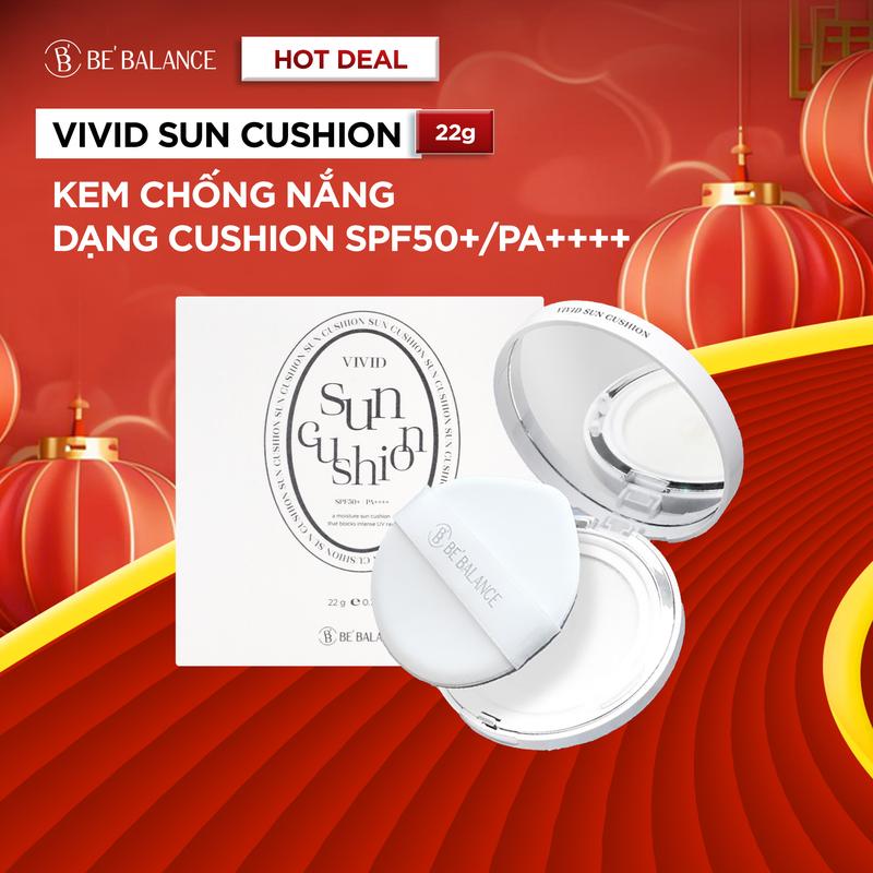 BE'BALANCE Kem Chống Nắng Cushion Be'Balance VIVID SUN CUSHION Hỗ Trợ Dưỡng Ẩm Mát Lạnh Làm Sáng và Che Phủ Cho Da SPF50+ PA4+ 22g Sunscreen Skincare