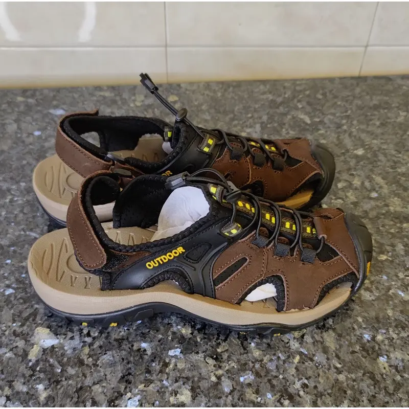 Prelesty Sandal Hiking Pria Gunung Original Sendal Outdoor Keren Kulit Asli Cowok Bernapas Musim Panas Waterproof Trekking 002 1