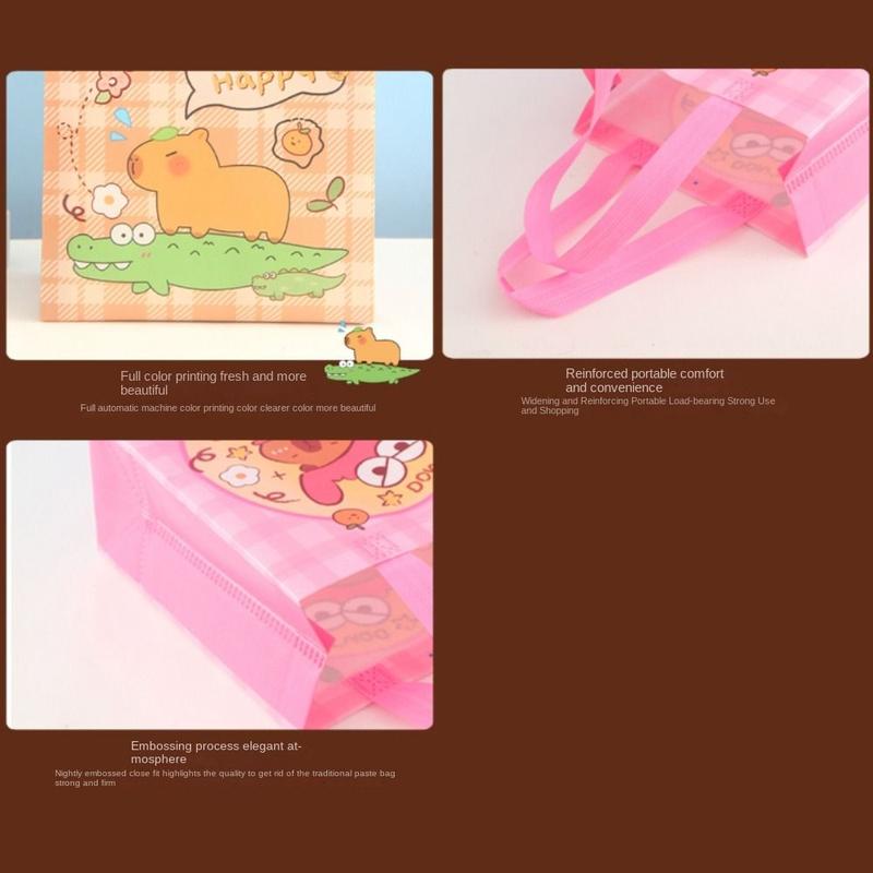 Product Introduction of Cute Cartoon Capybara Tote Bag Foldable Portable Handbag Non-Woven Fabrics Candy Gift Bags 10