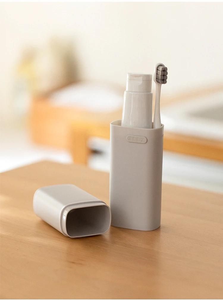 Product Introduction of Portable Travel Toothbrush Holder with Lid, Plastic Storage Box, School, Camping, Bathroom Accessories Organiser 5