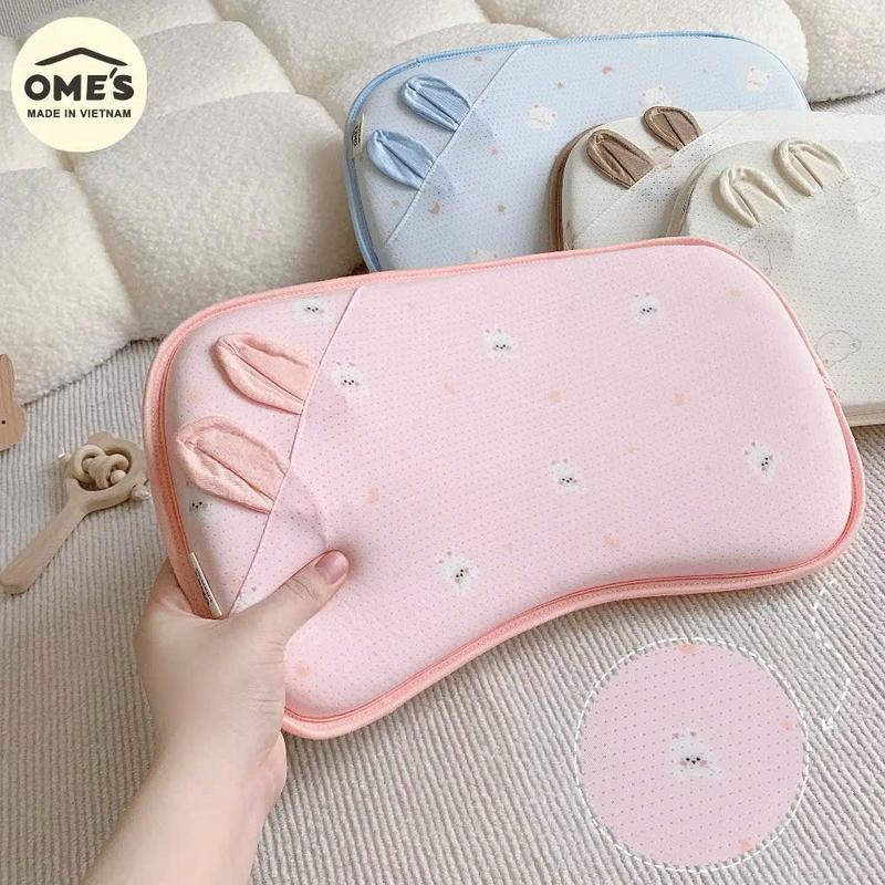 Gối Cao Su Thông Hơi Hãng OME'S Cho Bé Chất Liệu Mềm Mịn Thoáng Khí Giúp Bé Ngủ Ngon Cho Bé 1 Tháng- 2 Tuổi