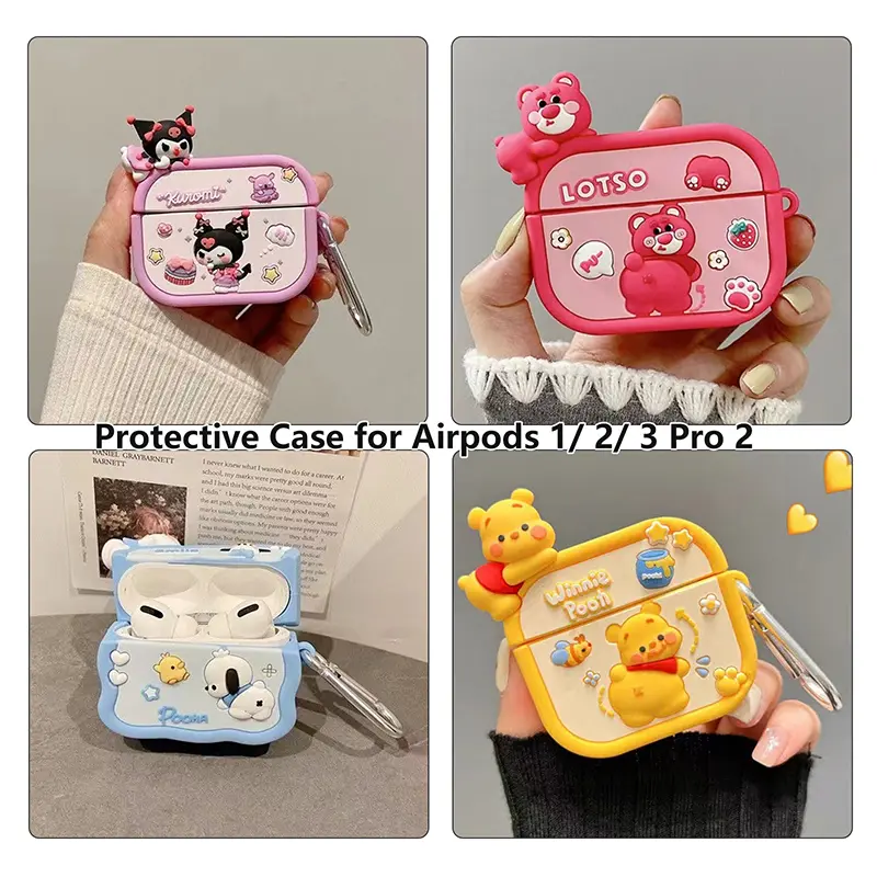 Lotso Winnie Pooh Headset Case For Airpods 1 2 3 Protector Cover Cartoon Kuromi Protective  For Airpods Pro 2 Fundas