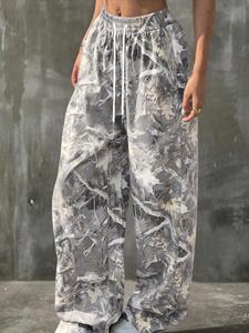 Pantalones de punto con estampado de camuflaje para mujer, de corte holgado y estilo deportivo casual, cómodos para uso todo el año, con cintura elástica