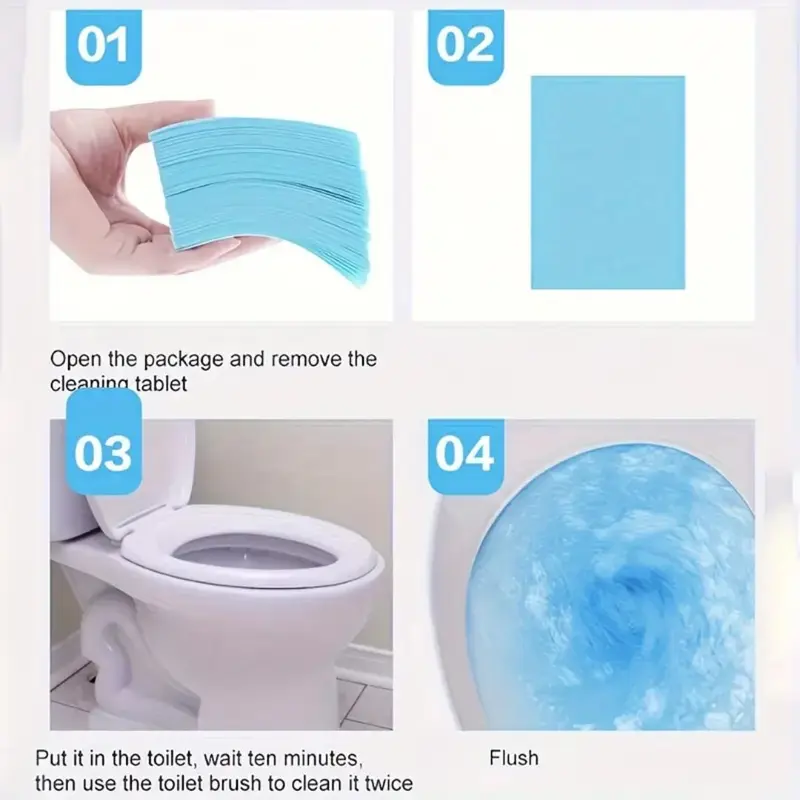 Toilet Cleaning Tablet, 30pcs Lemon Acid Toilet Cleaning Sheet, Household Cleaning Supplies for Home Bathroom Toilet 2