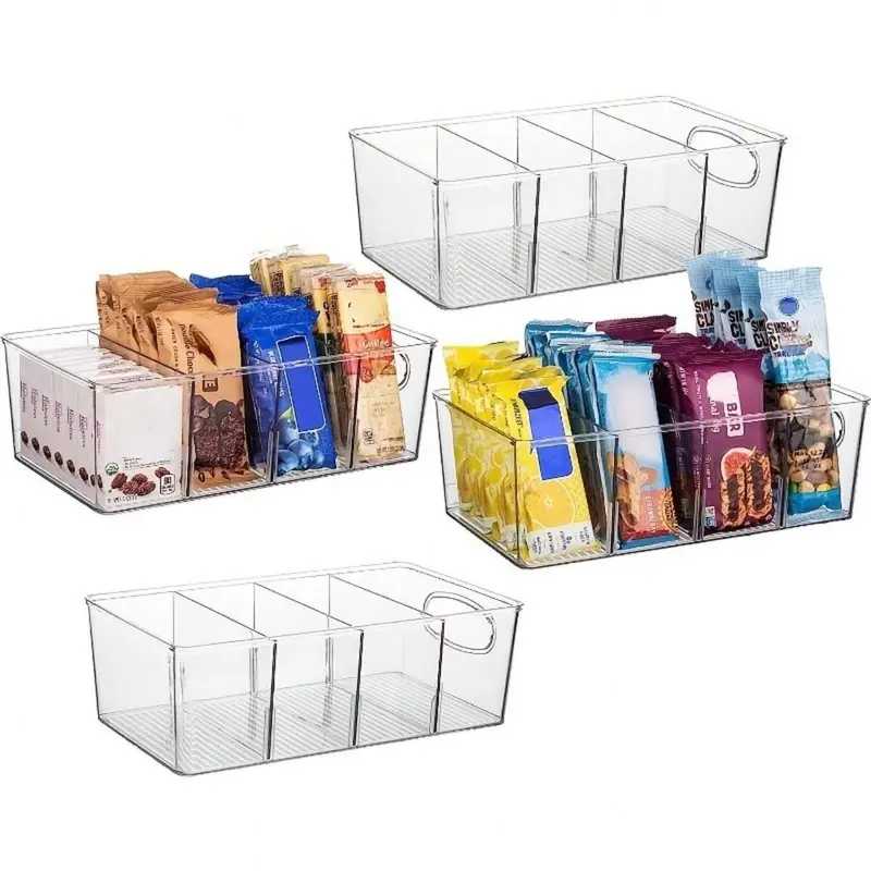 Food Storage Box with Removable Divider, 1 Count Kitchen Refrigerator Food Storage Container, Household Kitchen Organizer, Utensils 3