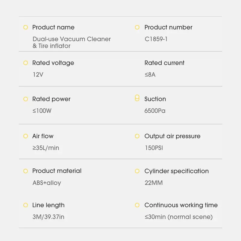 4 in 1 Car Vacuum Cleaner, Car Digital Display Cleaning Blower, Car Air Pump, Car Tire Inflator, Multifunctional Car Cleaning Tool 2