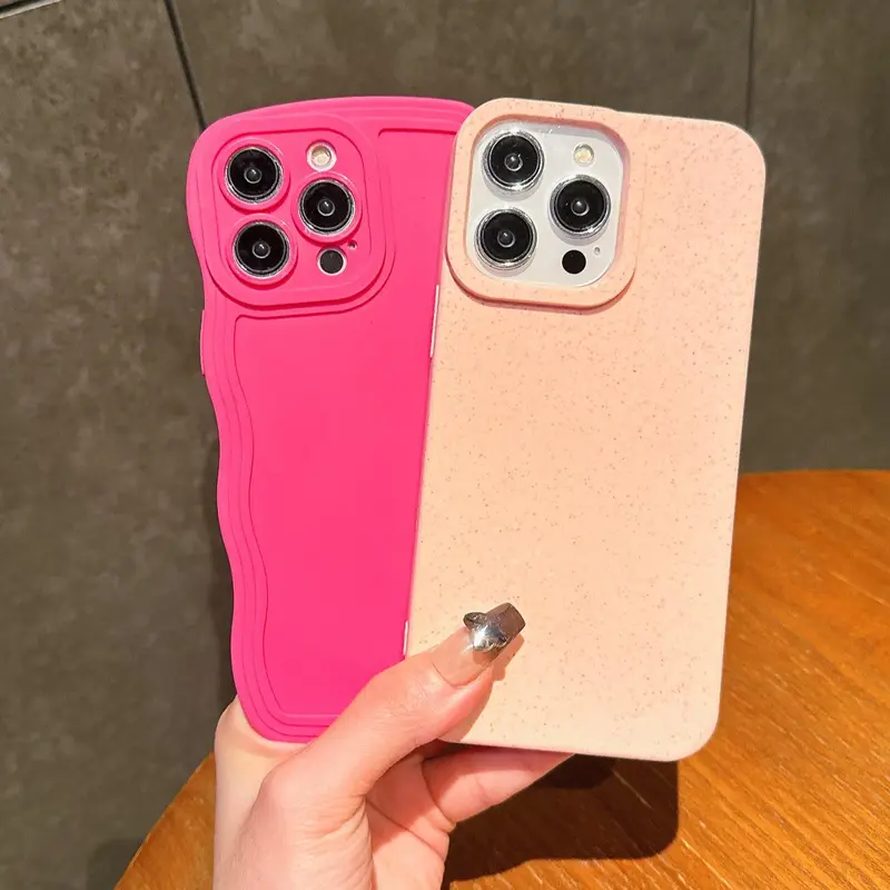 Wave Edge Design Phone Case, 3 Counts Solid Color Decorative Phone Protector Cover, Phone Accessories Compatible with iPhone 15 Pro Max 14 13 12 5