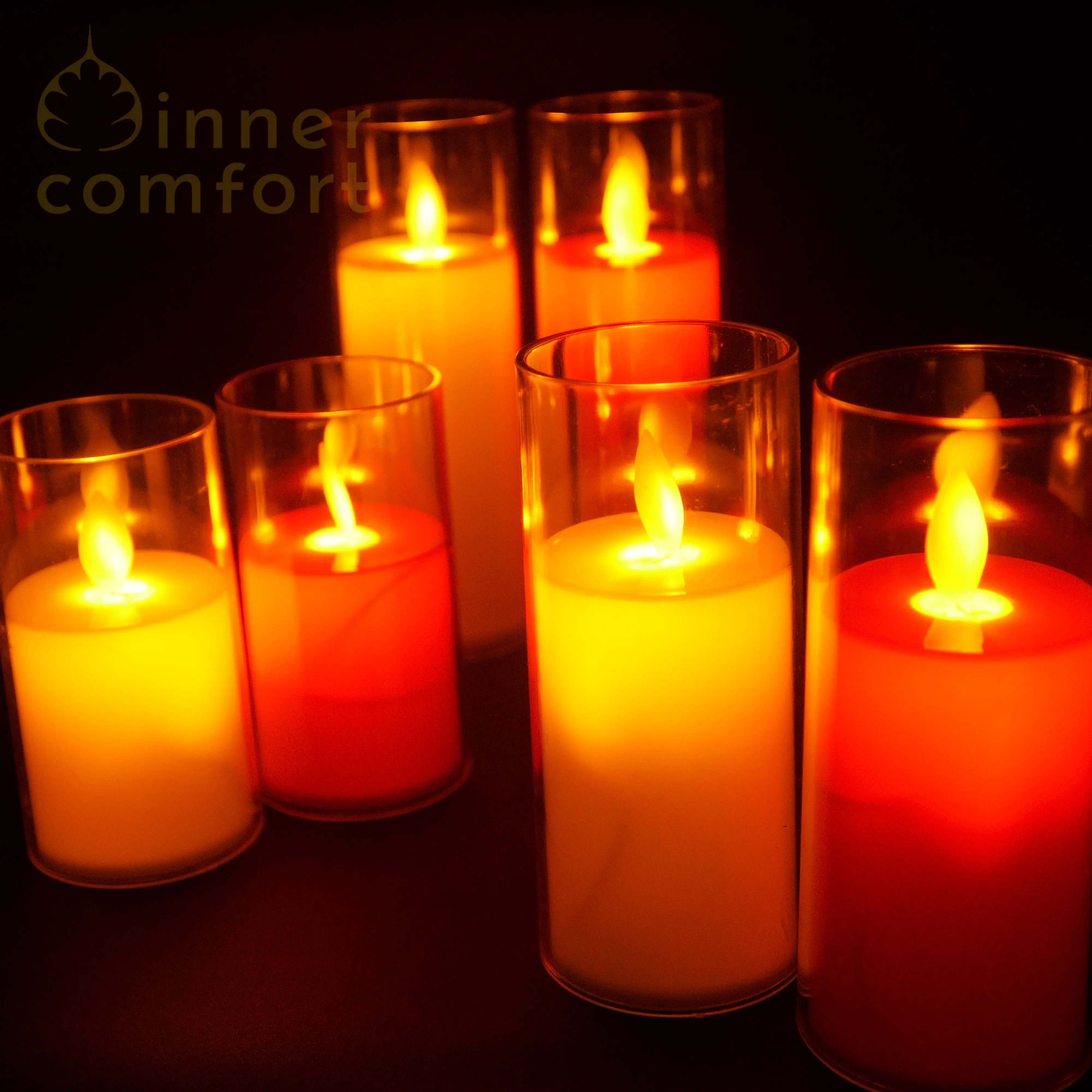 Lilin Elektrik Flameless Candle LED Gelas Lurus Sumbu Api Goyang + Free Batere lampu plastik Baterai