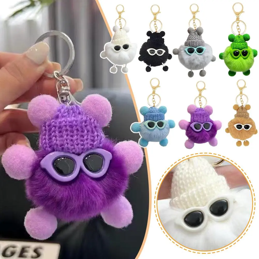 Couple Small Briquette Keychain Matching Fashion Cool Bag Fur Balls Decoration Couple Gift T8K4
