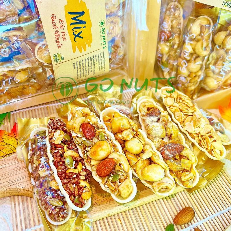 500g Mix các loại Bánh Thuyền GO NUTS Thuyền hạnh nhân mix hạt gạo lức điều macca phô mai Không đường tạo ngọt bằng mật ong bánh hạt mix ngũ cốc dinh dưỡng