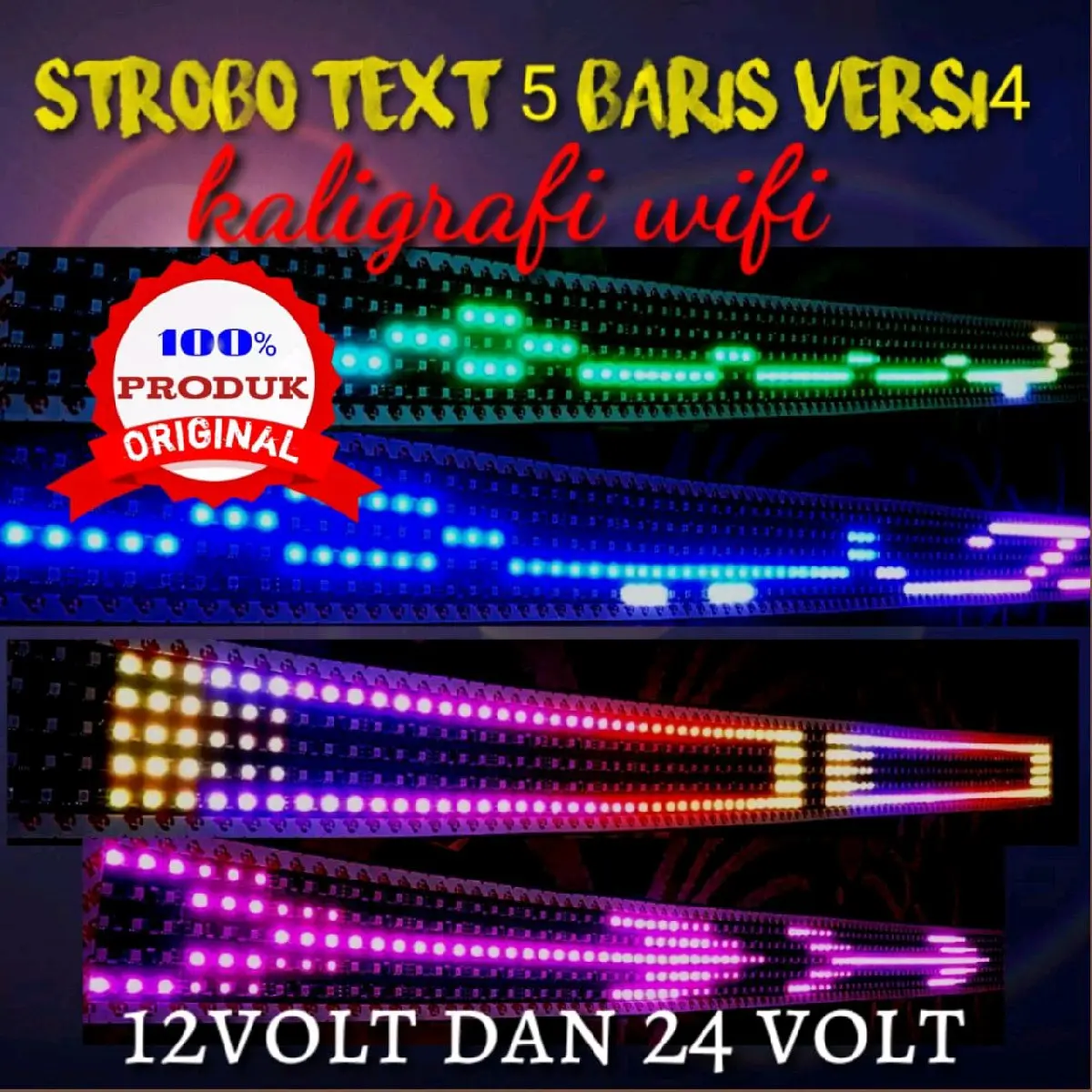 Lampu LED RUNNING TEXT wifi versi 4 kaligrafi 30 mode variasi mobil car