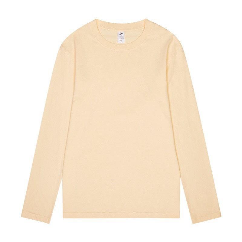 Product Introduction of 300G Heavy Autumn Cotton Solid Color Long-Sleeved T-shirt Women's round Neck Loose Cotton Base Shirt Men's and Women's Same Thick 12