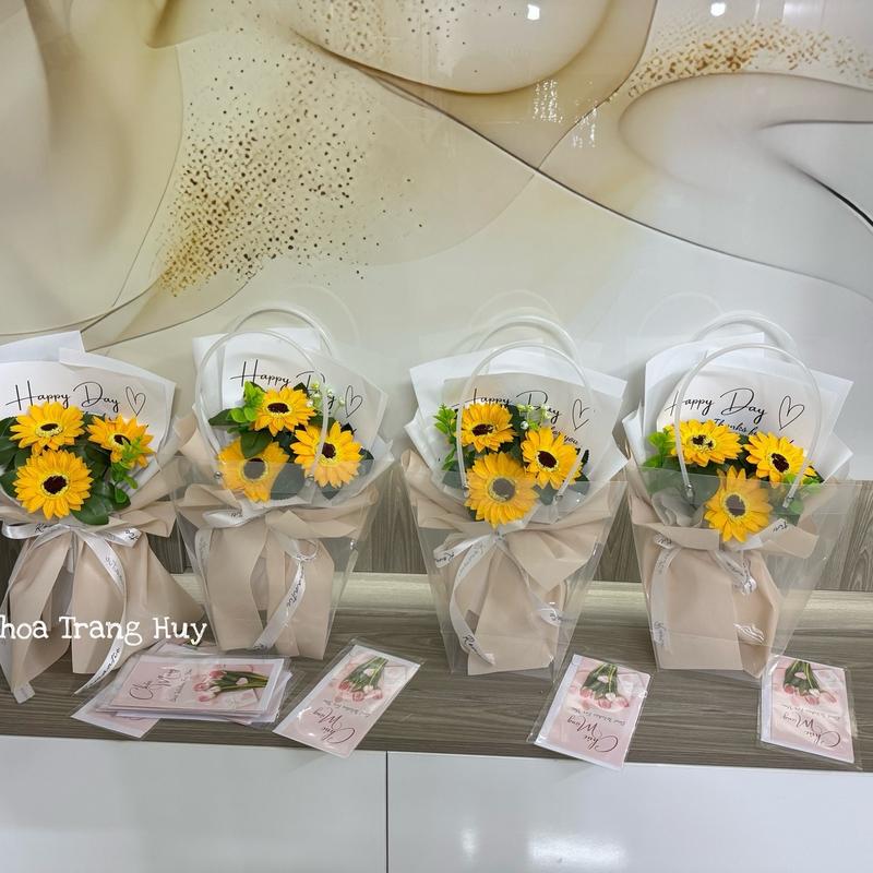 Bó 3 bông hoa sáp hướng dương Decor Decor Phòng Decor Bàn bó  hoa 6