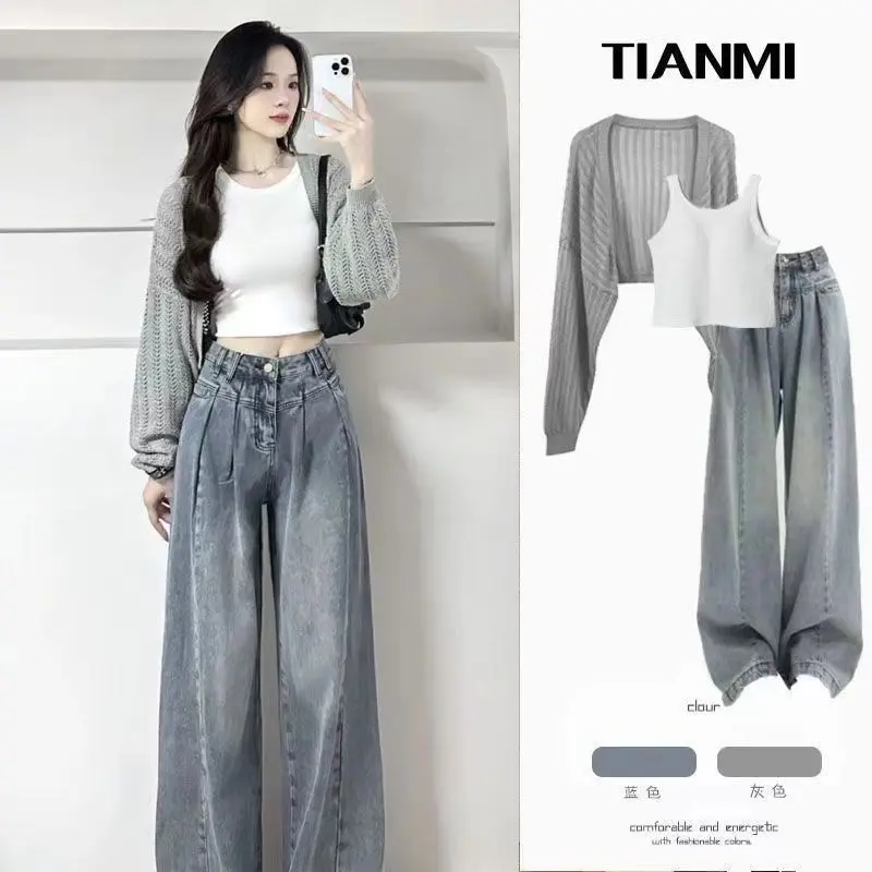 Quần Áo Nữ, Phong Cách Thường Ngày Millu, Bộ Đồ Mùa Xuân, Phong Cách Ngọt Ngào Áo Khoác Cardigan Hàn Quốc, Nữ, Hàng Mới Về 2024