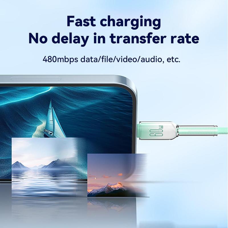 Product Introduction of 60W Type-C Fast Charging Data Cable, 1 Count Multipurpose Phone Charging Cable, Phone Accessories Compatible with Apple Samsung Huawei Xiaomi Vivo OPPO, Electronic 3