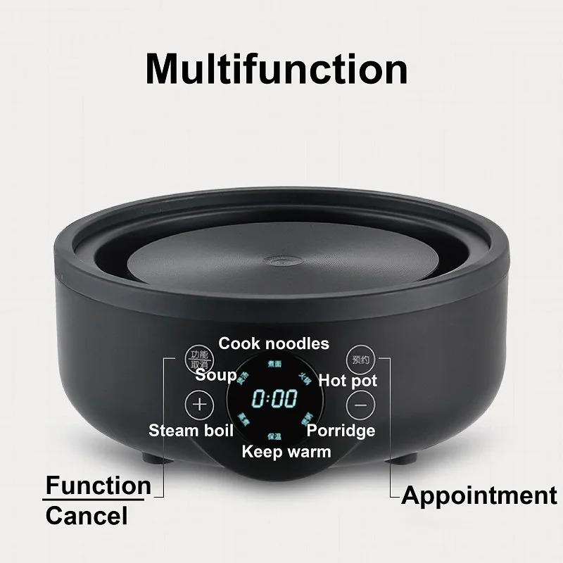 110V/220V Smart Electric Cooker Multifunction Split Pot Home Non-stick Frying Pan Mini Electric Hot Pot Appointment Steamer 1.8L 3