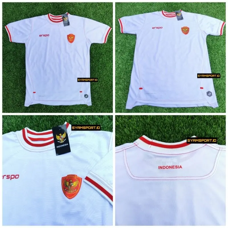 LOKAL PUTIH Latest Indonesian National Team Away Jersey 2024 Local Grade A L0G0 Embossed Details / White Indonesia Away Jersey / Latest White Indonesian National Team Jersey