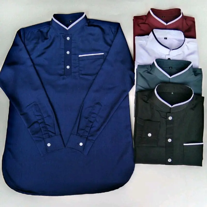 Baju Koko Kurta Pria Dewasa Kemko Kemeja Koko Pakistan Lengan panjang Polos