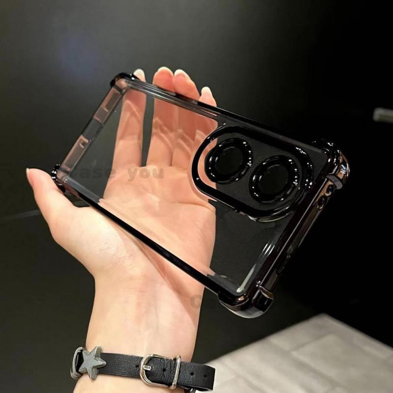Vỏ bảo vệ chống va đập bốn góc cho OPPO A18, A38, A58, A78, A98, A17, A17K, Ốp Điện Thoại mềm trong suốt, vỏ có Màng Bảo Vệ Ống Kính máy ảnh