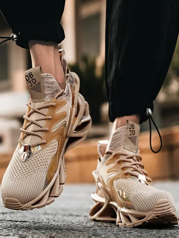 Men's Fashionable Patchwork Design Lace Up Sneakers, Casual Comfortable Breathable Sports Running Shoes, Male All-match Round Toe Shoes for Daily Wear 3