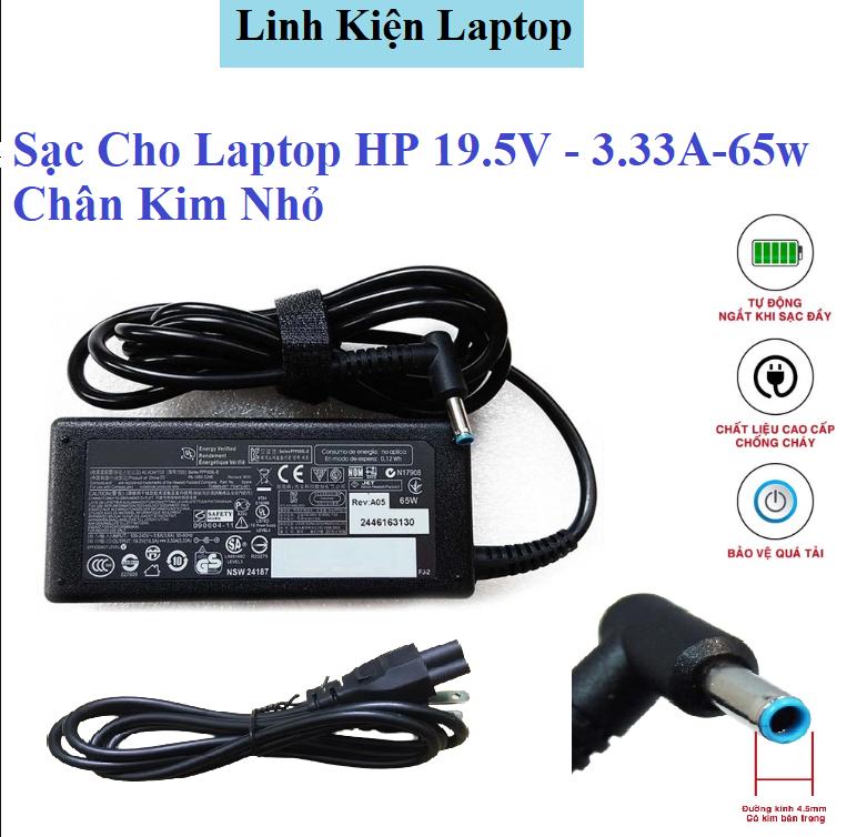 Sạc Cho Laptop HP 19.5V - 3.33A-65w Chân Kim Nhỏ ( Màu xanh ) tặng Kèm dây nguồn