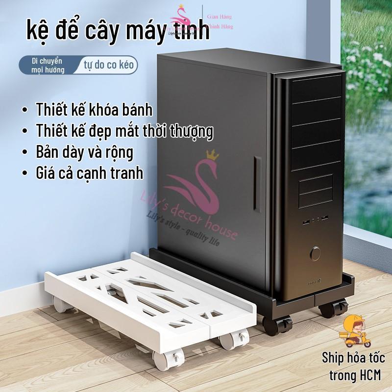   717 Mart  Kệ Để Cây Máy Tính CPU  Chất Liệu Khung Nhựa cứng thanh co kéo Inox Có bánh di chuyển 