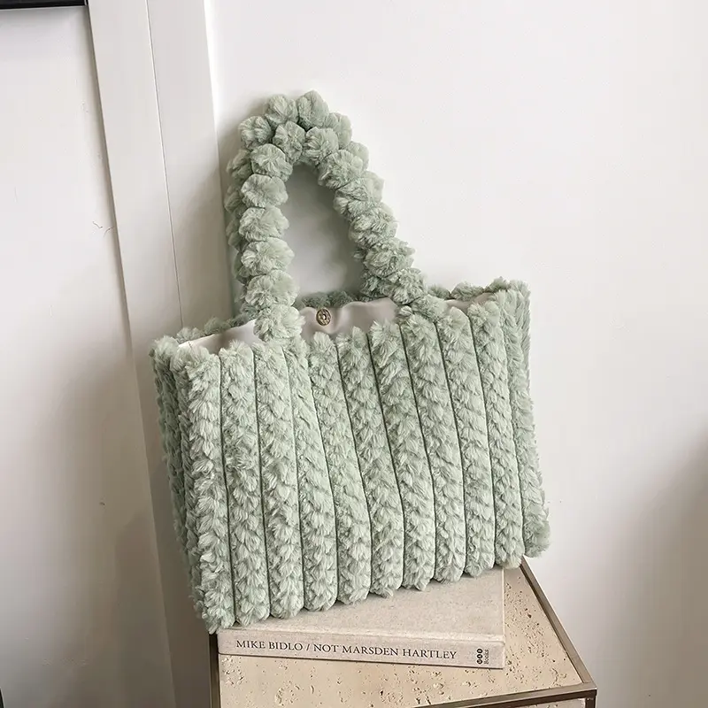 Plush bag women's large-capacity shoulder bag