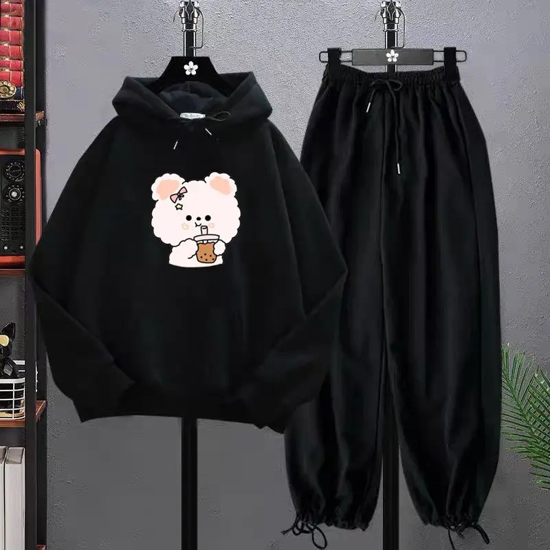 MIỄN PHÍ VẬN CHUYỂN SET áo hoodie Gấu trà sữa và quần bom chun, Áo nỉ chất đẹp không xù, thiết kế bo gấu trắng cá tính -Tuệ An-Fashion