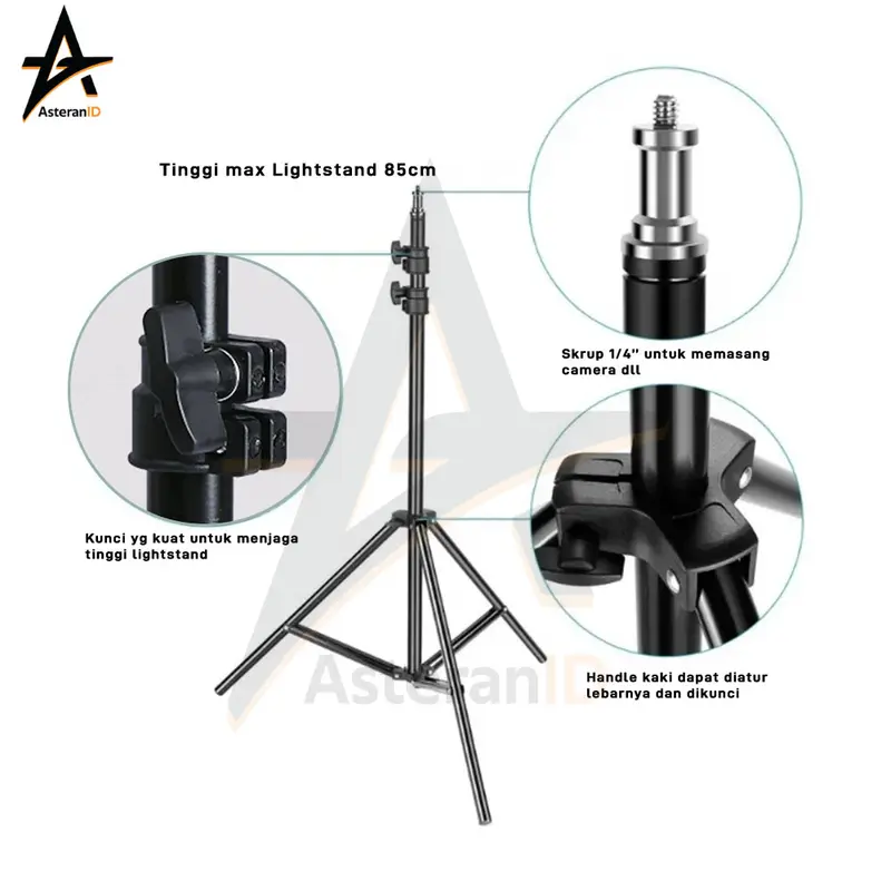 Paket Light Stand 2M Plus Single Lamp Holder Foto Studio Paket Lighting Studio Lampu Led Camera Kamera Ringlight 2