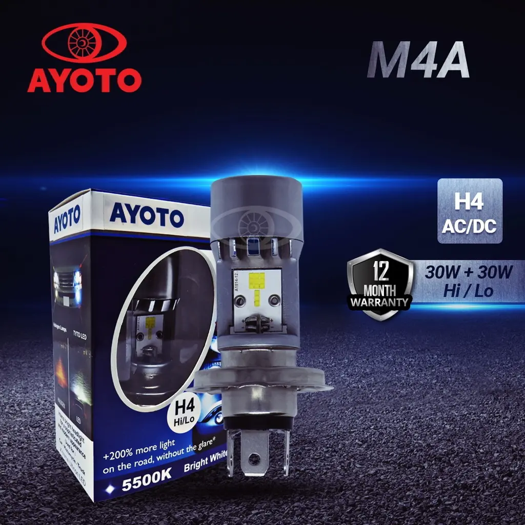 AYOTO M4A H4 Sepasang 2 Pcs Lampu Depan Lampu Utama Headlamp LED 30 watt 35 Watt HiLow Motor Mobil Truk Bus