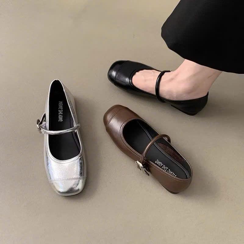 Giày Búp Bê Mũi Tròn Da Mềm Đế Bệt Đi Êm Chân Shoes 0