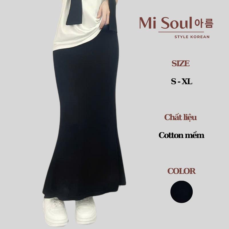 Chân Váy Đuôi Cá Dáng Dài Chất Thun Cotton Mềm BigSize Misoul, Váy Đuôi Cá Dáng Dài Mềm Mại 417