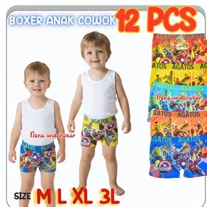 LUSINAN 12 PCS BOXER POLYESTER  ANAK LAKI - LAKI USIA 3-10 TAHUN