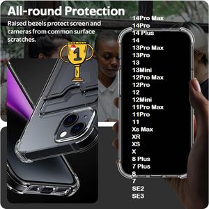 [SG] Airbag Card Holder Soft TPU Clear Mobile Phone Case Compatible with iPhone 11 12 13 14 Pro Max Mini XR XS Max X 7 8