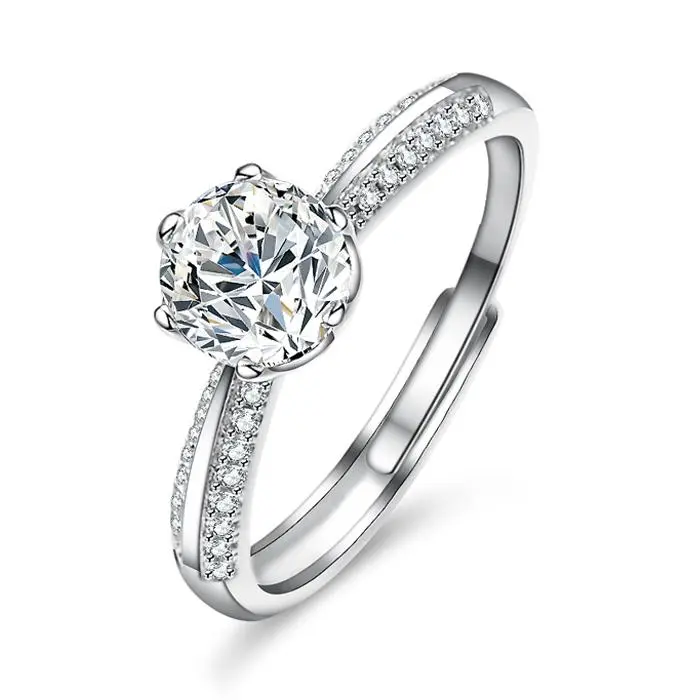 Cincin Wanita Terbaru Sterling Silver 925 Batu Berlian Moissanite  1.0 Ct Perhiasan Wanita Bersertifikat GRA Untuk Ulang Tahun Pernikahan Dan Pertunangan