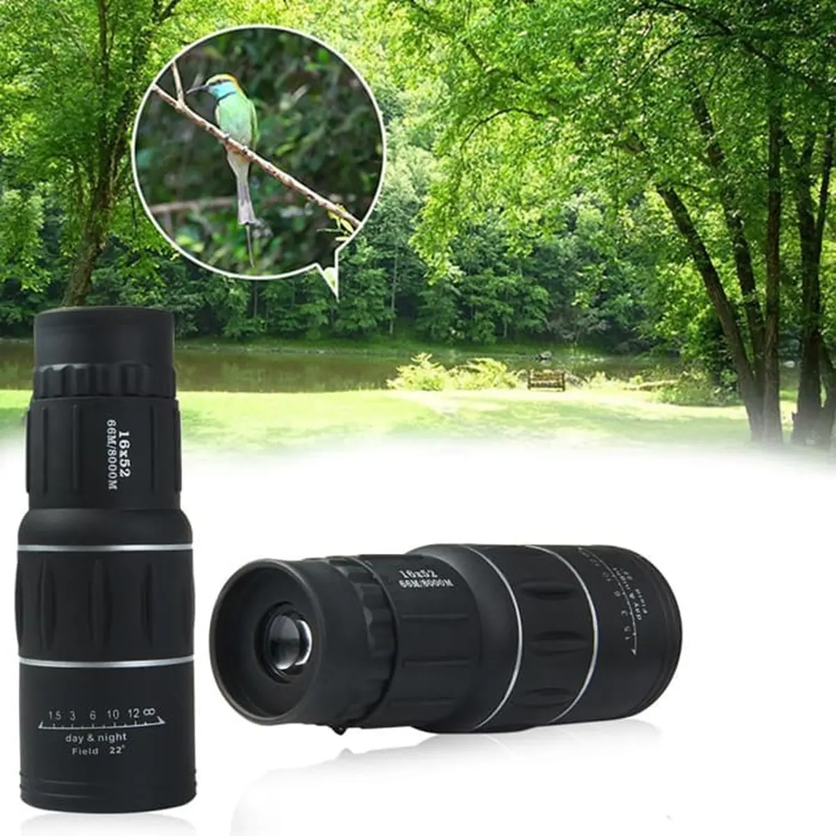 Teropong Bushnell 16x52 Portable Monocular Waterproof Focus Zoom Lensa