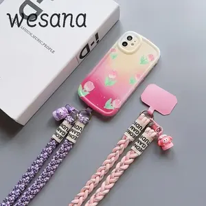 Tali Gantung Ponsel Universal hp Weave, Tali Leher Kartun, Tali Rami untuk Gantungan Ponsel -WE