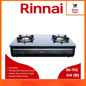 RINNAI RI-712 GA(B) / RI 712 GAB / RI-712 GAW / RI-712 GA OB Kompor Gas Kaca 2 Tungku (Tempered Glass)