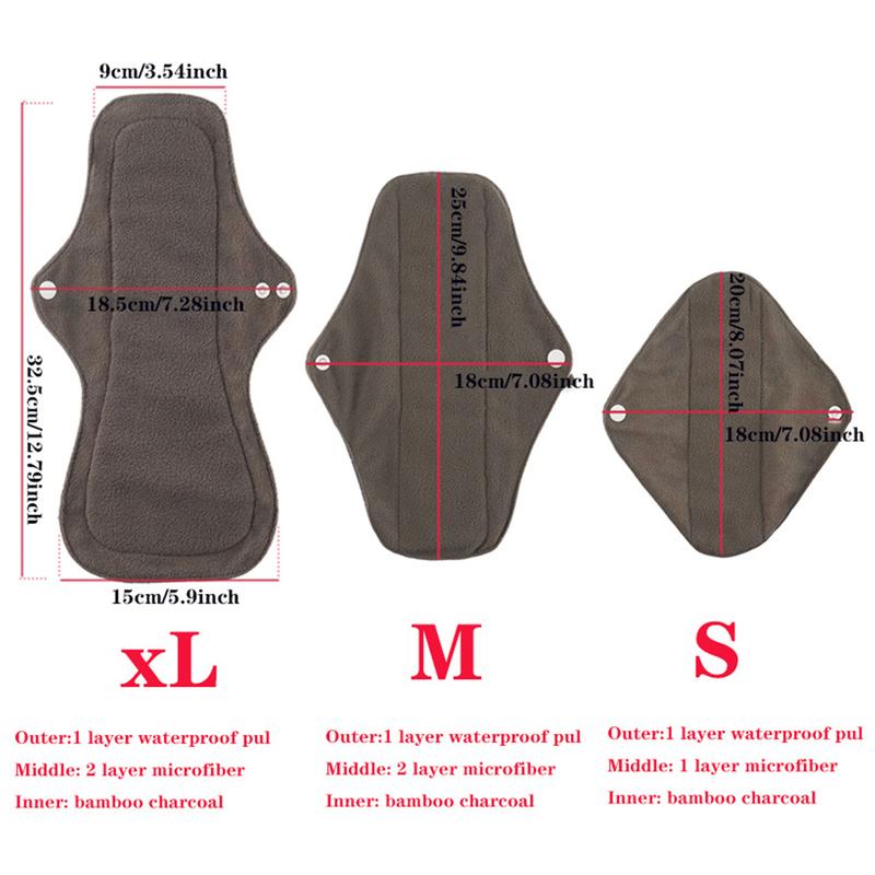 3Pcs Cloth Sanitary Pads Reusable Napkins 3 Sizes Menstrual Pads for Heavy Flow Night Use 1