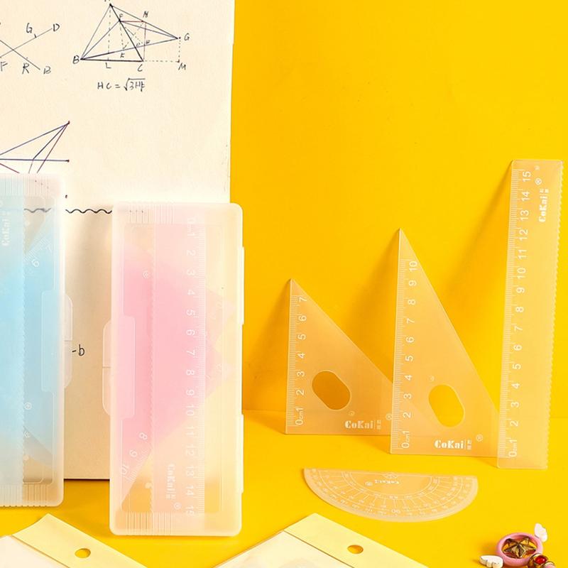 4 Set Math Geometry Tool Plastic Ruler Include Straight Rule - TikTok ...