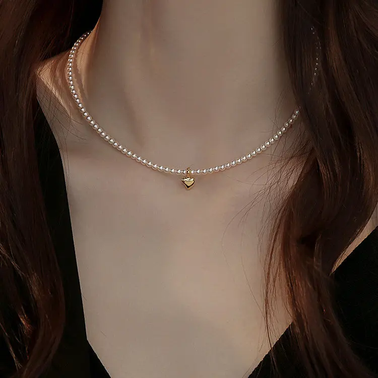 Vòng Cổ Ngọc Trai, Hạt Hình Gạo Nhỏ 3Mm, Vòng Cổ Nữ, Vòng Cổ Trái Tim, Vòng Cổ Ngọc Trai Nhỏ