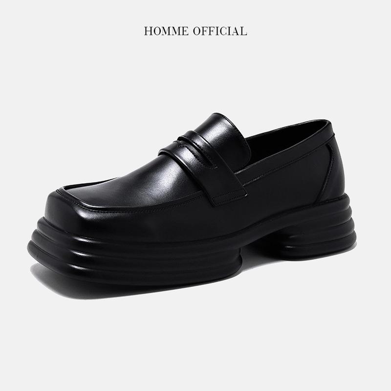Giày Chunky Loafers mũi vuông hiện đại, Giày da nam HOMME đế cao 5cm Hàn Quốc 85755-R