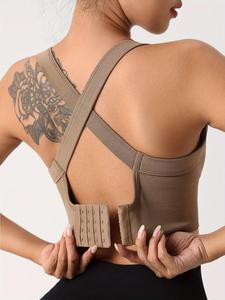 Sujetador deportivo de mujer sólido con recortes cruzados, cómodo y transpirable, regalo del Día de San Valentín para chica, ropa deportiva para damas para uso interior y exterior, ropa de gimnasio