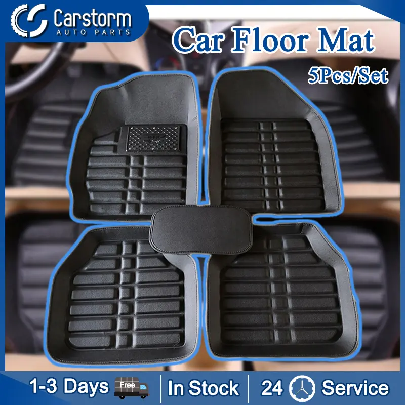 Carstorm 5Pcs/Set Car Universal Foot Pad PU Foot Pad Car Leather Floor Mat