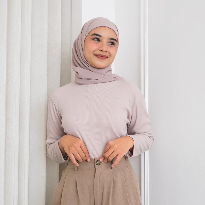 Yeppuoutfit Ivvy Manset - Manset Inner Baju Basic Wanita Cewek Turtleneck Tangan Panjang Bahan Kaos Rib Size M dan XL Muslim Korean Style Nyaman Grey 1
