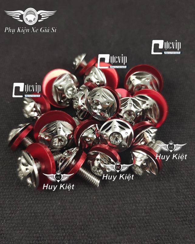 Full Bộ Ốc Dàn Áo Salaya SAO NHỌN Inox 304 Kèm Lông Đền Đỏ Gắn Vario, Ex, Win, Winner X, Mio M3, Satria, Sonic, Vision, Wave, Dr, Fu, Sirius, AB, MS9999